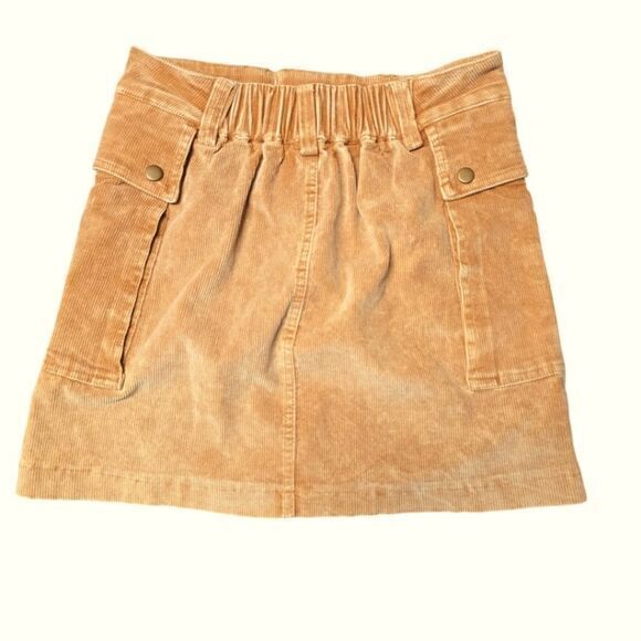 Oli & Hali -1901 NWT Tan Corduroy Mini Skirt Cargo Pockets Elastic Waist Small - Picture 3 of 8